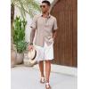 Runcati Mens Button Down Shirt Short Sleeve Casual Summer Beach Wedding Tops(Khaki)