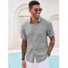 Runcati Mens Button Down Shirt Short Sleeve Casual Summer Beach Wedding Tops(Light Gray)