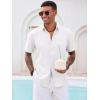 Runcati Mens Button Down Shirt Short Sleeve Casual Summer Beach Wedding Tops(White)