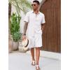 Runcati Mens Button Down Shirt Short Sleeve Casual Summer Beach Wedding Tops(White)