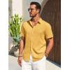Runcati Mens Button Down Shirts Casual Short Sleeve Beach Shirt Summer Cotton Linen Lightweight Hippie Tops
