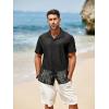 Runcati Mens Button Down Shirts Short Sleeve Hollow Out Knit Shirt Cuban Collar Casual Crochet Beach Summer Tops(Black)