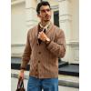 Runcati Mens Cable Knit Cardigan Sweater Shawl Collar Casual Button Down Long Sleeve Sweaters(Brown)