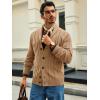 Runcati Mens Cable Knit Cardigan Sweater Shawl Collar Casual Button Down Long Sleeve Sweaters(Khaki)