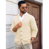Runcati Mens Cable Knit Cardigan Sweater V Neck Casual Button Down Sweaters Long Sleeve Fall Outwear with Pockets(Beige)