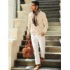 Runcati Mens Cable Knit Cardigan Sweater V Neck Casual Button Down Sweaters Long Sleeve Fall Outwear with Pockets(Beige)