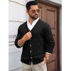 Runcati Mens Cable Knit Cardigan Sweater V Neck Casual Button Down Sweaters Long Sleeve Fall Outwear with Pockets(Black)