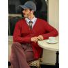 Runcati Mens Cable Knit Cardigan Sweater V Neck Casual Button Down Sweaters Long Sleeve Fall Outwear with Pockets(Burgundy)