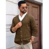 Runcati Mens Cable Knit Cardigan Sweater V Neck Casual Button Down Sweaters Long Sleeve Fall Outwear with Pockets(Deep Brown)