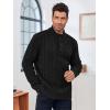 Runcati Mens Cable Knit Pullover Sweater Casual Stand Collar Chunky Buttons Fall Winter Sweaters(Black)