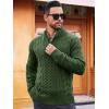 Runcati Mens Cable Knit Pullover Sweater Casual Stand Collar Chunky Buttons Fall Winter Sweaters(Green)