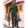 Runcati Mens Cable Knit Pullover Sweater Casual Stand Collar Chunky Buttons Fall Winter Sweaters(Green)