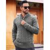 Runcati Mens Cable Knit Pullover Sweater Casual Stand Collar Chunky Buttons Fall Winter Sweaters(Grey)