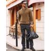 Runcati Mens Cable Knit Pullover Sweater Casual Stand Collar Chunky Buttons Fall Winter Sweaters(Khaki)