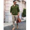 Runcati Mens Cable Knitted Pullover Sweater Casual Stand Collar Winter Warm Quarter Button Sweaters(Army Green)