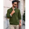Runcati Mens Cable Knitted Pullover Sweater Casual Stand Collar Winter Warm Quarter Button Sweaters(Army Green)