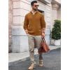 Runcati Mens Cable Knitted Pullover Sweater Casual Stand Collar Winter Warm Quarter Button Sweaters(Brown)