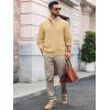 Runcati Mens Cable Knitted Pullover Sweater Casual Stand Collar Winter Warm Quarter Button Sweaters(Light Khaki)