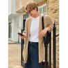 Runcati Mens Cardigan Sweater Casual Cable Knit V Neck Open Front Ribbed Long Winter Sweaters(Khaki)