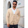Runcati Mens Cardigan Sweater Casual Cable Knitted V Neck Button Down Winter Sweaters(Apricot)