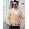 Runcati Mens Cardigan Sweater Casual Cable Knitted V Neck Button Down Winter Sweaters(Apricot)