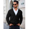 Runcati Mens Cardigan Sweater Casual Cable Knitted V Neck Button Down Winter Sweaters(Black)