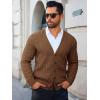 Runcati Mens Cardigan Sweater Casual Cable Knitted V Neck Button Down Winter Sweaters(Brown)