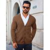 Runcati Mens Cardigan Sweater Casual Cable Knitted V Neck Button Down Winter Sweaters(Brown)