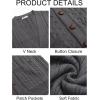 Runcati Mens Cardigan Sweater Casual Cable Knitted V Neck Button Down Winter Sweaters(Dark Gray)