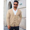 Runcati Mens Cardigan Sweater Casual Cable Knitted V Neck Button Down Winter Sweaters(Light Khaki)