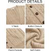 Runcati Mens Cardigan Sweater Casual Cable Knitted V Neck Button Down Winter Sweaters(Light Khaki)