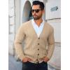 Runcati Mens Cardigan Sweater Casual Cable Knitted V Neck Button Down Winter Sweaters(Light Khaki)