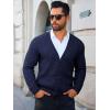 Runcati Mens Cardigan Sweater Casual Cable Knitted V Neck Button Down Winter Sweaters(Navy)