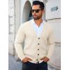 Runcati Mens Cardigan Sweater Casual Cable Knitted V Neck Button Down Winter Sweaters(White)