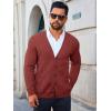Runcati Mens Cardigan Sweater Casual Cable Knitted V Neck Button Down Winter Sweaters(Wine Red)