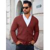Runcati Mens Cardigan Sweater Casual Cable Knitted V Neck Button Down Winter Sweaters(Wine Red)