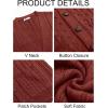 Runcati Mens Cardigan Sweater Casual Cable Knitted V Neck Button Down Winter Sweaters(Wine Red)