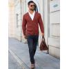 Runcati Mens Cardigan Sweater Casual Cable Knitted V Neck Button Down Winter Sweaters(Wine Red)