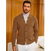 Runcati Mens Cardigan Sweater Casual V Neck Button Down Cardigan Ribbed Knitted Winter Chunky Sweaters with Pockets(Brown)