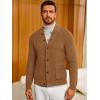 Runcati Mens Cardigan Sweater Casual V Neck Button Down Cardigan Ribbed Knitted Winter Chunky Sweaters with Pockets(Brown)