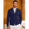 Runcati Mens Cardigan Sweater Casual V Neck Button Down Cardigan Ribbed Knitted Winter Chunky Sweaters with Pockets(Navy)