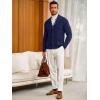 Runcati Mens Cardigan Sweater Casual V Neck Button Down Cardigan Ribbed Knitted Winter Chunky Sweaters with Pockets(Navy)