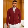 Runcati Mens Cardigan Sweater Casual V Neck Button Down Cardigan Ribbed Knitted Winter Chunky Sweaters with Pockets(Wine Red)