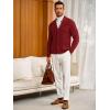 Runcati Mens Cardigan Sweater Casual V Neck Button Down Cardigan Ribbed Knitted Winter Chunky Sweaters with Pockets(Wine Red)