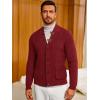 Runcati Mens Cardigan Sweater Casual V Neck Button Down Cardigan Ribbed Knitted Winter Chunky Sweaters with Pockets(Wine Red)