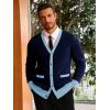 Runcati Men’s Cardigan Sweater Long Sleeve V Neck Cardigan Casul Button Down Knitted Sweaters with Pockets(Navy)