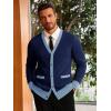 Runcati Men’s Cardigan Sweater Long Sleeve V Neck Cardigan Casul Button Down Knitted Sweaters with Pockets(Navy)