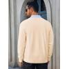 Runcati Mens Cardigan Sweaters V Neck Button Down Long Sleeve Casual Cardigan Slim Fit Knit Sweater with Pockets(Beige)