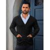 Runcati Mens Cardigan Sweaters V Neck Button Down Long Sleeve Casual Cardigan Slim Fit Knit Sweater with Pockets(Black)