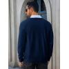 Runcati Mens Cardigan Sweaters V Neck Button Down Long Sleeve Casual Cardigan Slim Fit Knit Sweater with Pockets(Navy)